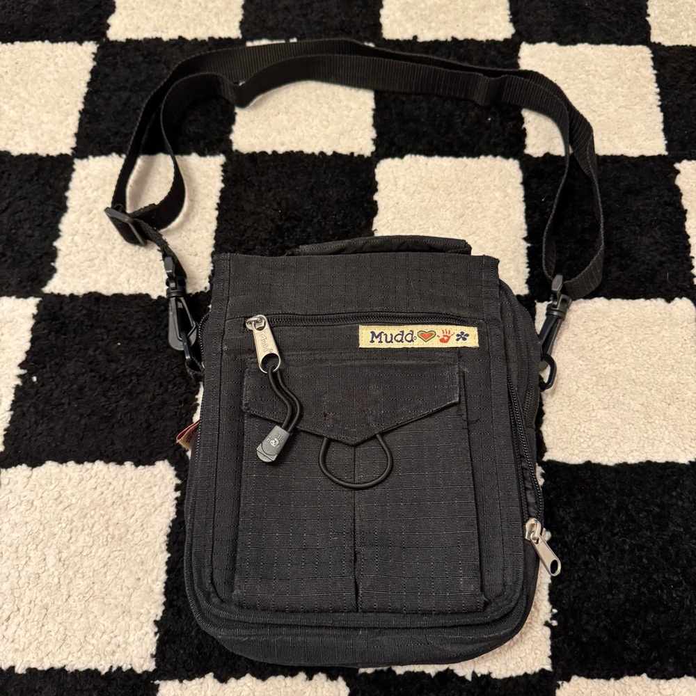 MUDD Vintage Y2K Mini Messenger Organizer Crossbody Bag Black